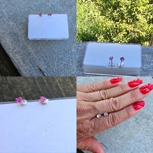 Rubelite , 14k white Gold Studs Earrings